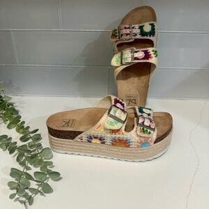 New Dirty Laundry Plays Crochet Platform Sandal Size 8 multi-color Espadrilles